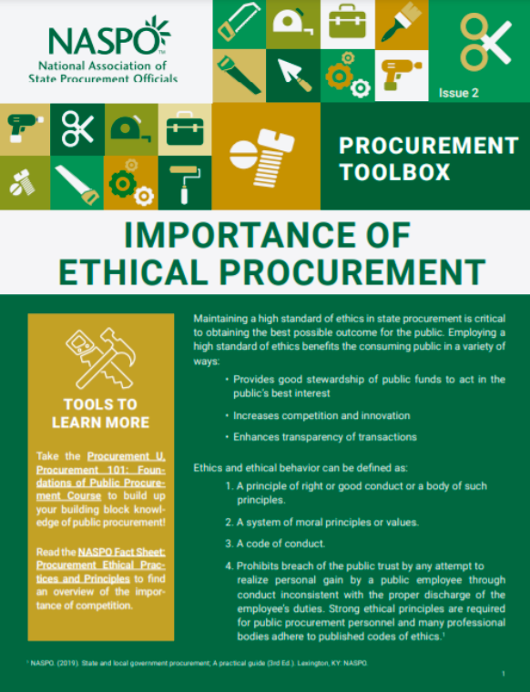 Procurement Toolbox Issue 2: Importance of Ethical Procurement