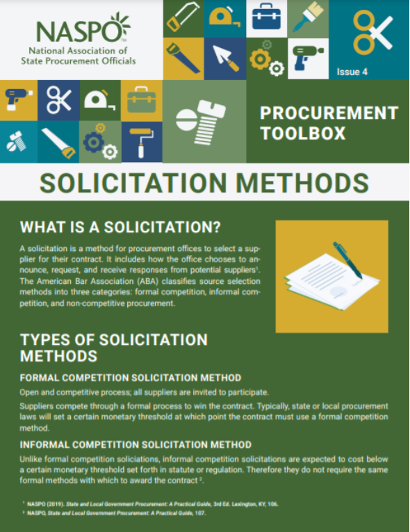 Procurement Toolbox Issue 4: Solicitation Methods